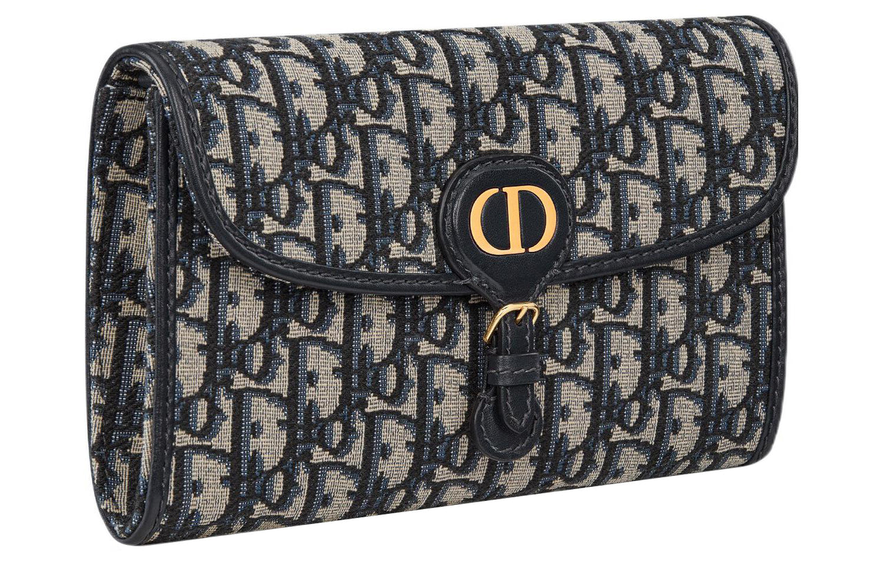 DIOR Bobby Fabric Card Holders Clutches Shoulder Bag Crossbody Bag Regular Women's Blue