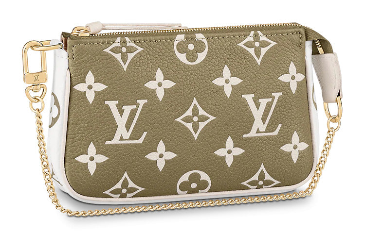 LOUIS VUITTON Mini Pochette Accessoires Khaki Green/Beige/Cream