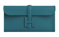 HERMES Jige Elan Swift Calfskin Clutch Women's 75 Bley Jean Denim Blue