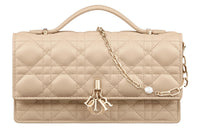 DIOR Lady Dior Sheepskin Shoulder Bag Crossbody Bag Handbag Mini Women's Sandy Umber
