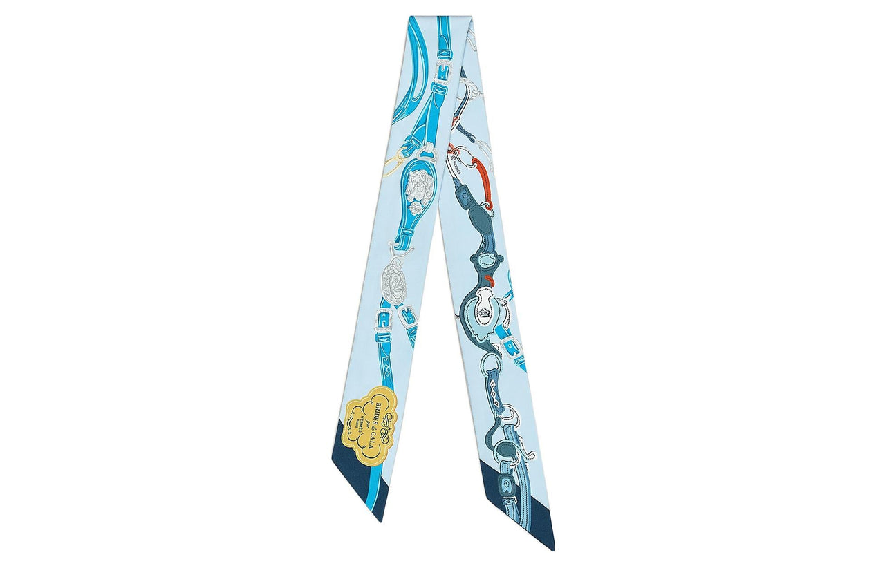 HERMES Silk Scarves Women's Sky Blue