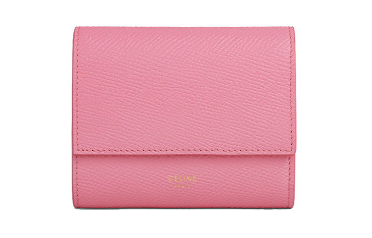 CELINE Grain Cow Leather Small Leather Goods Wallet Trumpets Women's Candy/Pink