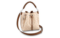 LOUIS VUITTON Muria Leather Bucket Bags One Shoulder Handbags Women's Cream Brown