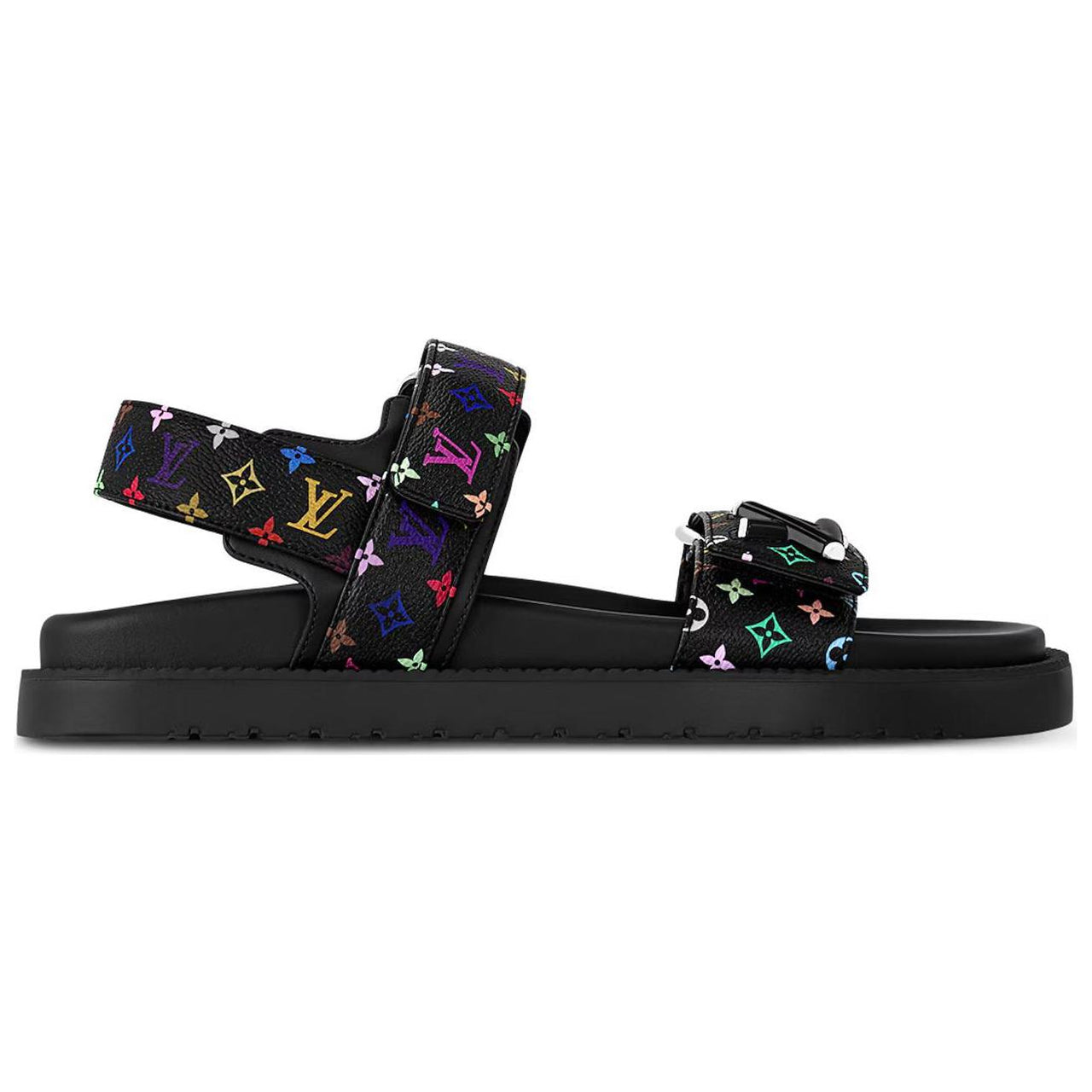 LOUIS VUITTON Lv Sunset Flat Comfort Sandal Takashi Murakami Black Women's