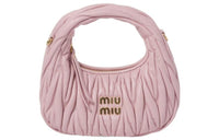 MIU MIU Matelassé Soft Sheep Leather Hobo Bag, Shoulder Bag, Crossbody Handbag Mini Women's Snow Pink
