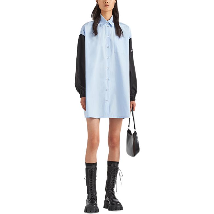 PRADA FW22 Long Sleeved Dress Women's Sky Blue