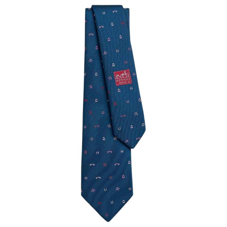 HERMES Silk Ties Men's Denim Color