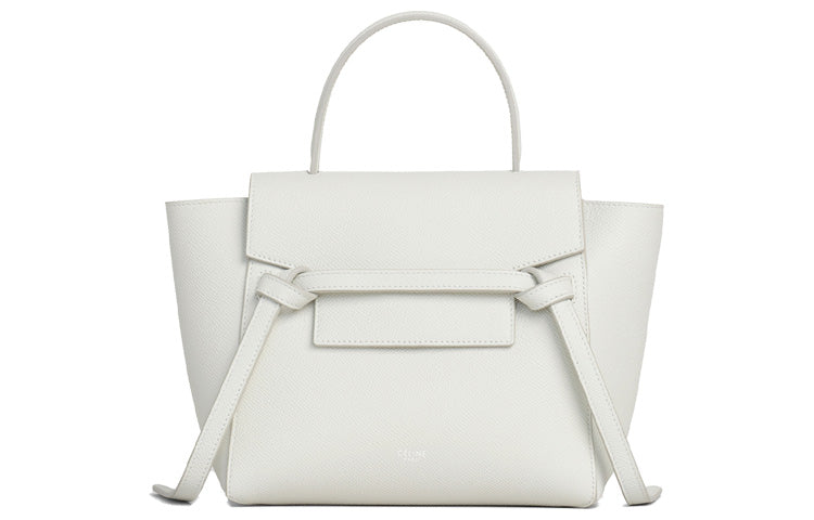 CELINE Grained Calfskin Handbag Catfish Bag Shoulder Bag Crossbody Bag Handbag Women's White