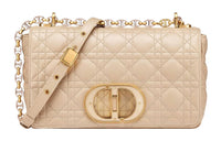 DIOR Caro Cow Leather Crossbody Bag Shoulder Bag Women's Rouge Beige