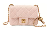 CHANEL Classic Flap CF Sheepskin Shoulder Bag Crossbody Bag Women's Cherry Blossom Pink