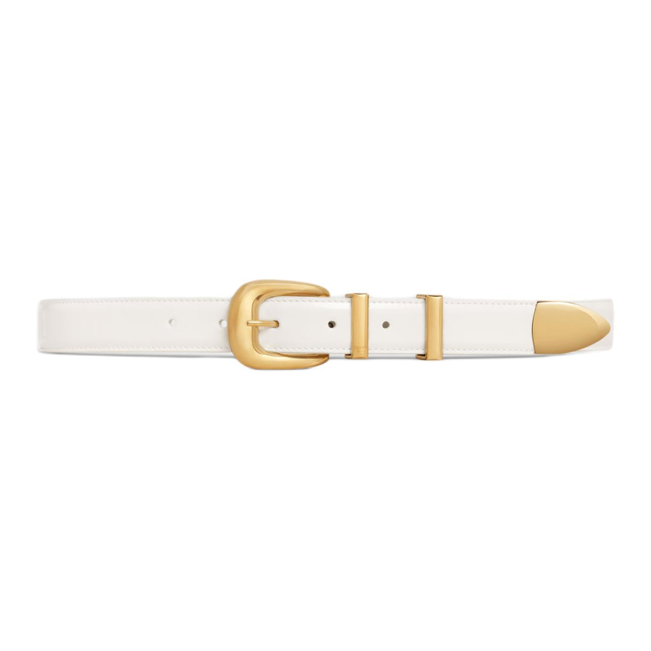 CELINE Badge Detail, Pin Buckle Leather Belts Women's White 2.5CM