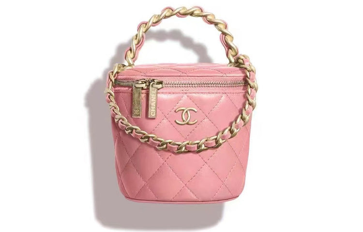 CHANEL Calfskin Prosperity Bucket Bag Handbag Small Size Women's Black/Pink/Purple