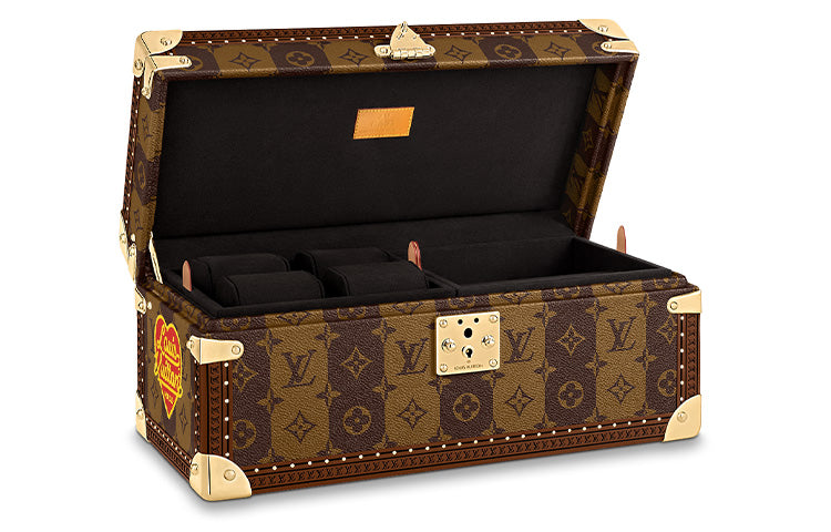 LOUIS VUITTON Coated Canvas With Leather Trim Hard Case Unisex Brown/Gold