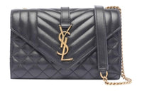 SAINT LAURENT ENVELOPE Lambskin Envelope Bag, Crossbody Bag, Shoulder Bag Women's Black