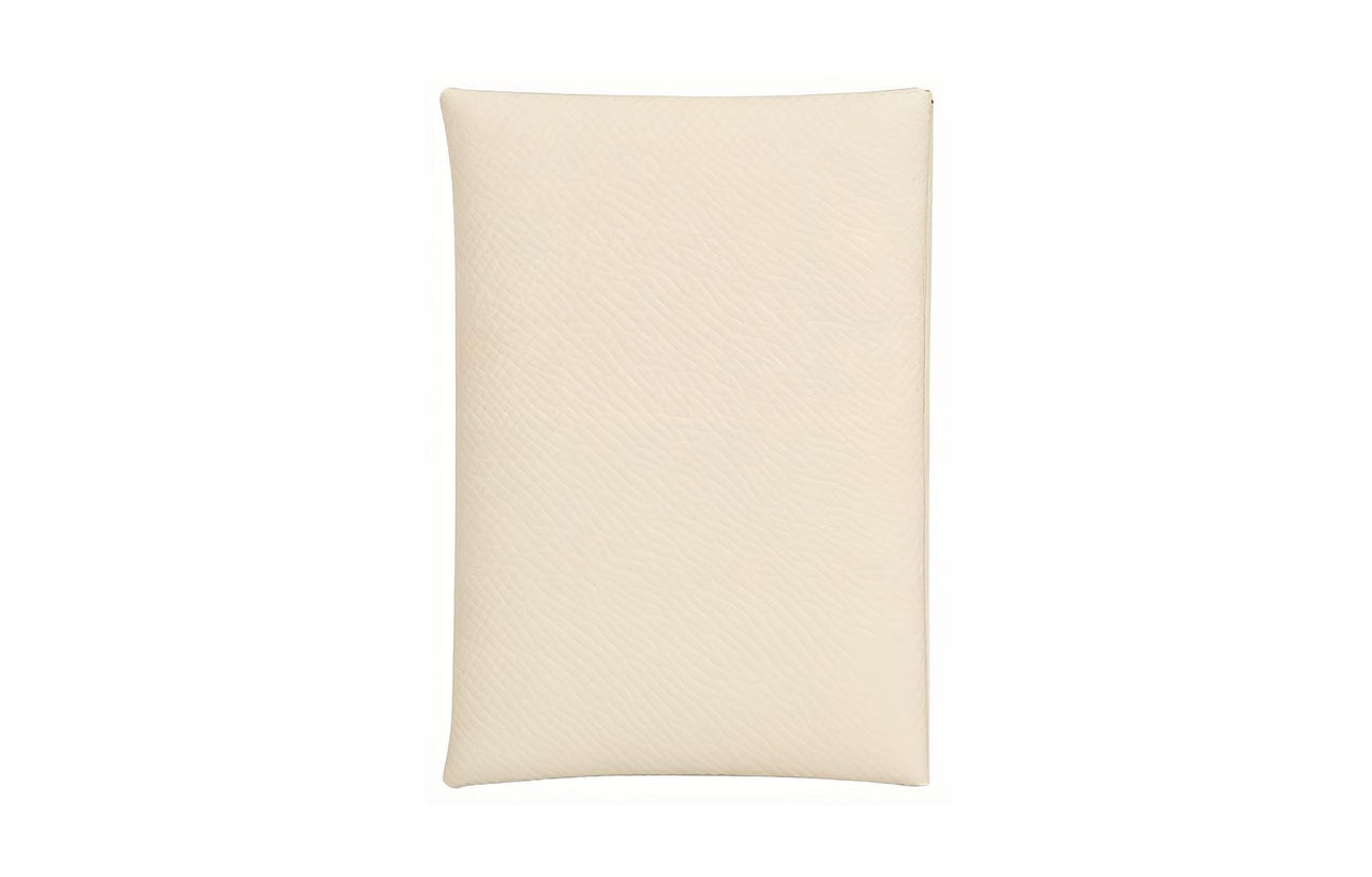HERMES Calvi Duo Epsom Calfskin Card Holder Wallet Women's I2 Nata Cream White