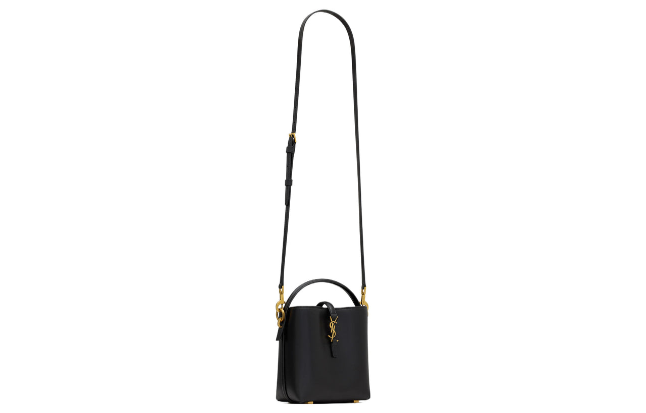 SAINT LAURENT Cow Leather Bucket Bag, Shoulder Bag, Crossbody Bag Mini Women's Black
