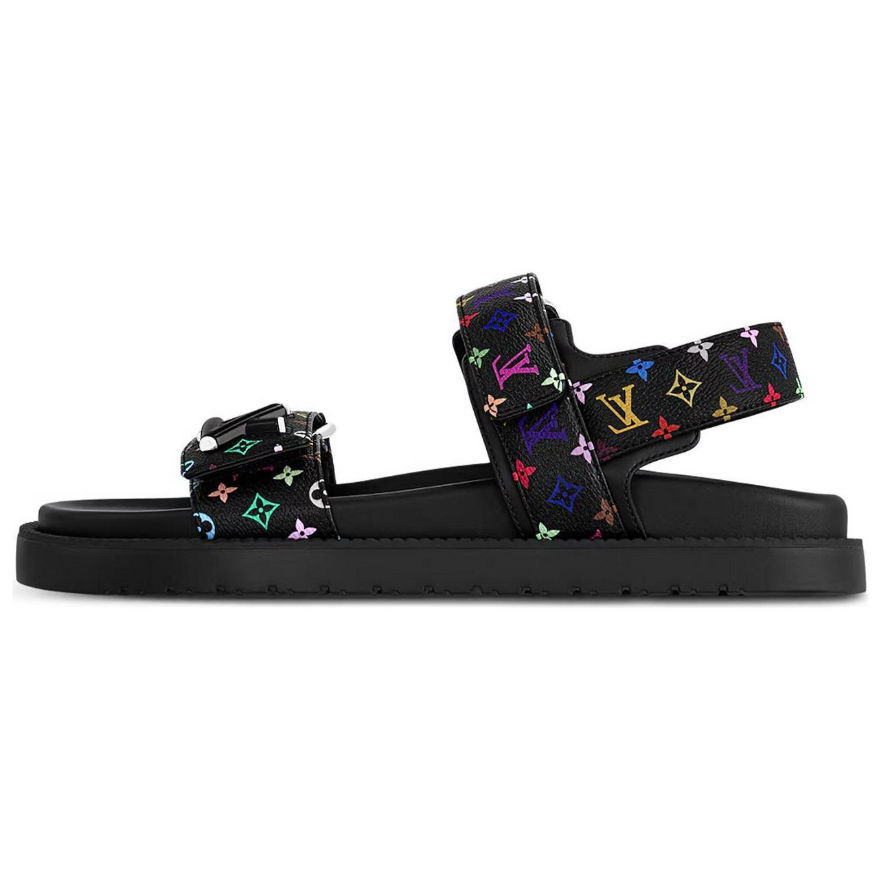 LOUIS VUITTON Lv Sunset Flat Comfort Sandal Takashi Murakami Black Women's
