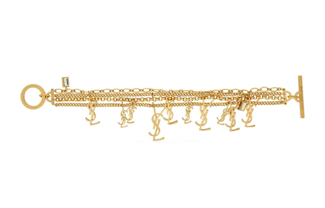 SAINT LAURENT Cassandre Logo charm Bracelet