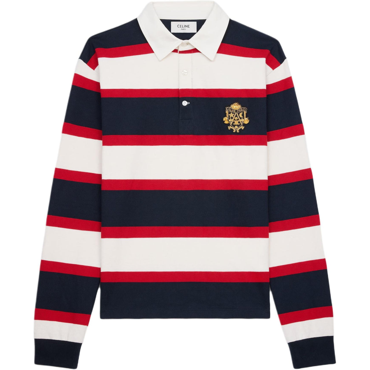 CELINE Blason Rugby Polo Shirt In Striped Jersey