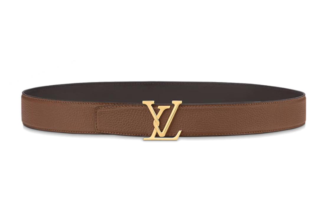 LOUIS VUITTON Attract Leather Belts Unisex Brown Width  3.5cm