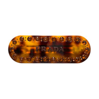 PRADA Metal, Resin, Glass, Faux Crystal Hair Clips Women's Tortoiseshell
