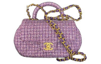CHANEL Twill Velvet Shoulder Bag Crossbody Bag Handbag Small Size Women's Purple