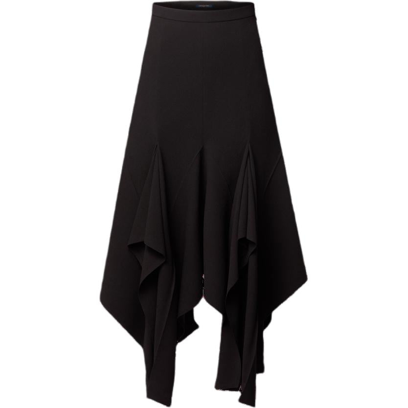 LOUIS VUITTON Wool Crepe Petal Hem Skirt
