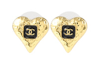 CHANEL Metal Stud Earrings Women's Small Size, Gold