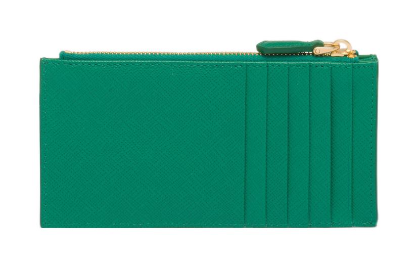 PRADA Saffiano Leather Card Holder Women's Green
