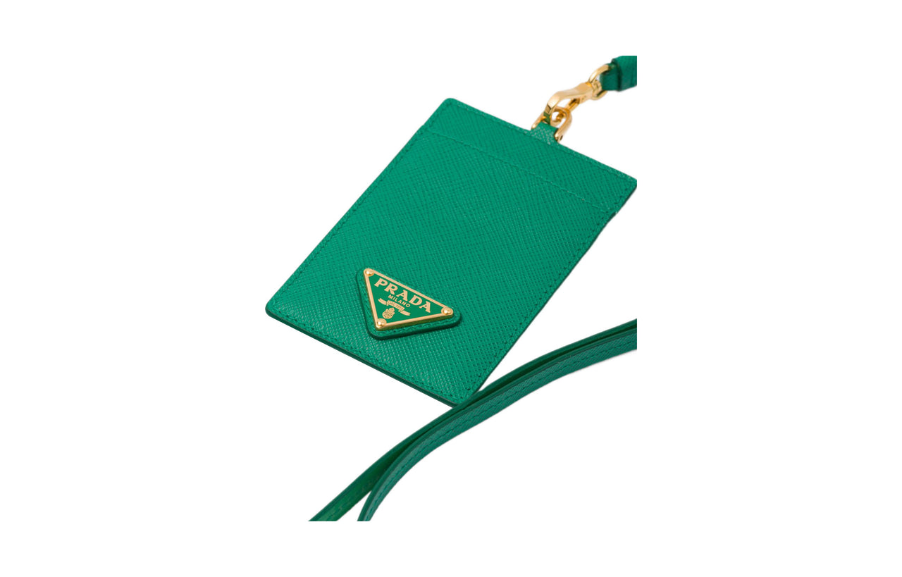 PRADA Affiano Leather Card Holder Women's Green