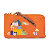 LOEWE Suna Fujita Collaboration Nappa Cow Leather Card Holder Women's Maple Leaf Orange