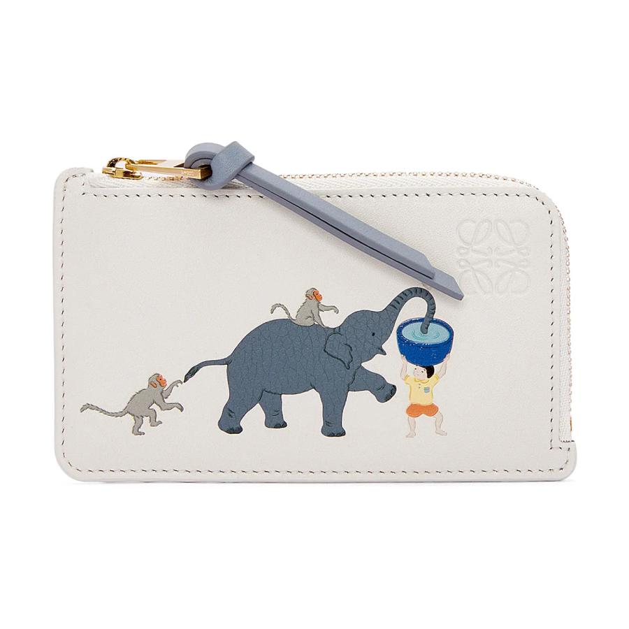 LOEWE Suna Fujita Collaboration Cow Leather Card Holder Women's White