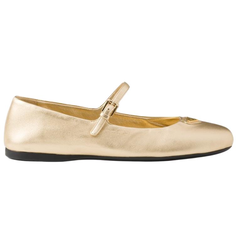PRADA Mordoré Mary Jane Shoes Women's Gold