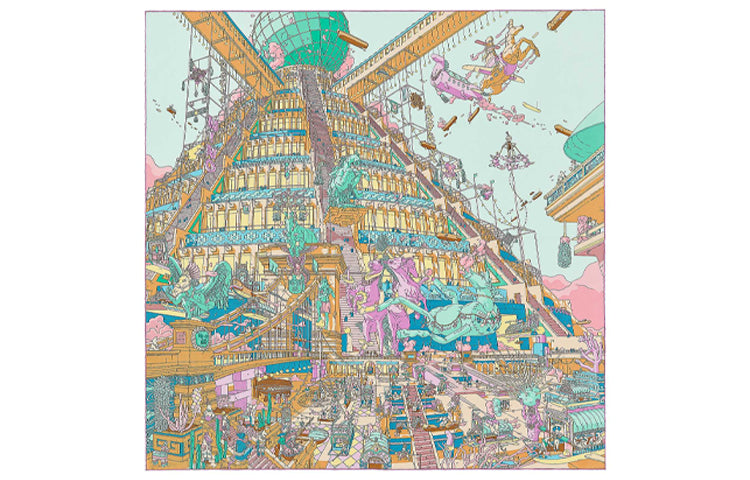 HERMES Silk Scarves Women's Fuchsia/Light Green/Camel