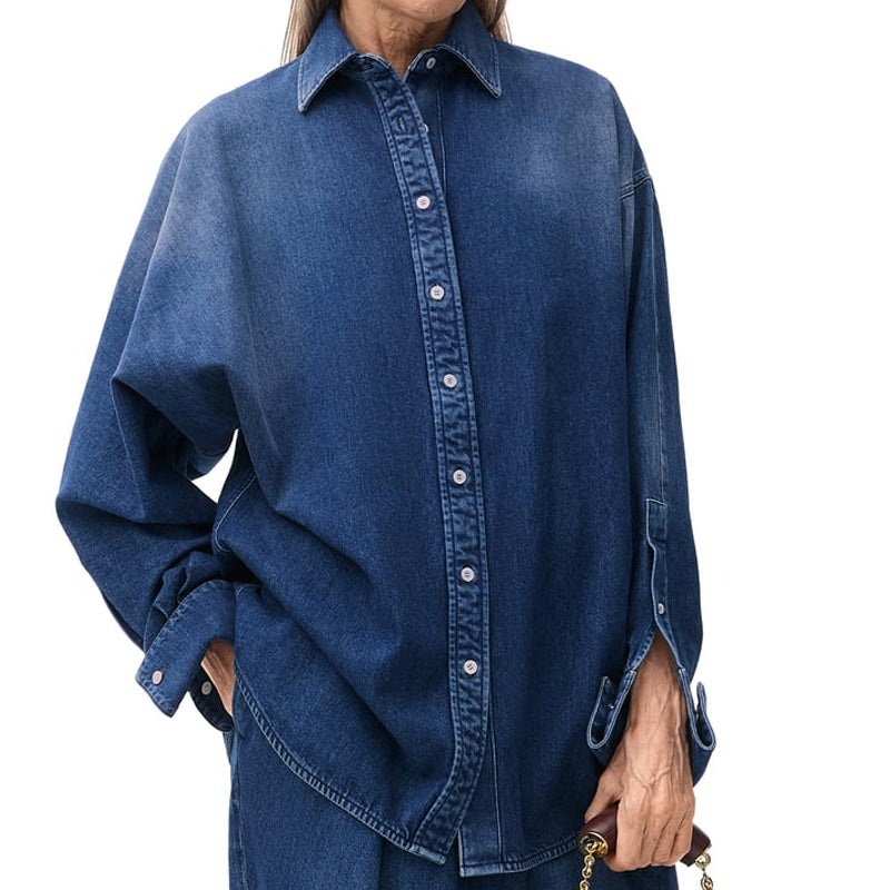 LOEWE Draped Shirt 'Washed Denim'