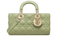 DIOR Lady D-JOY Sheepskin And Leather Shoulder Bag Crossbody Bag Handbag Medium Size Women's Dreamy Green
