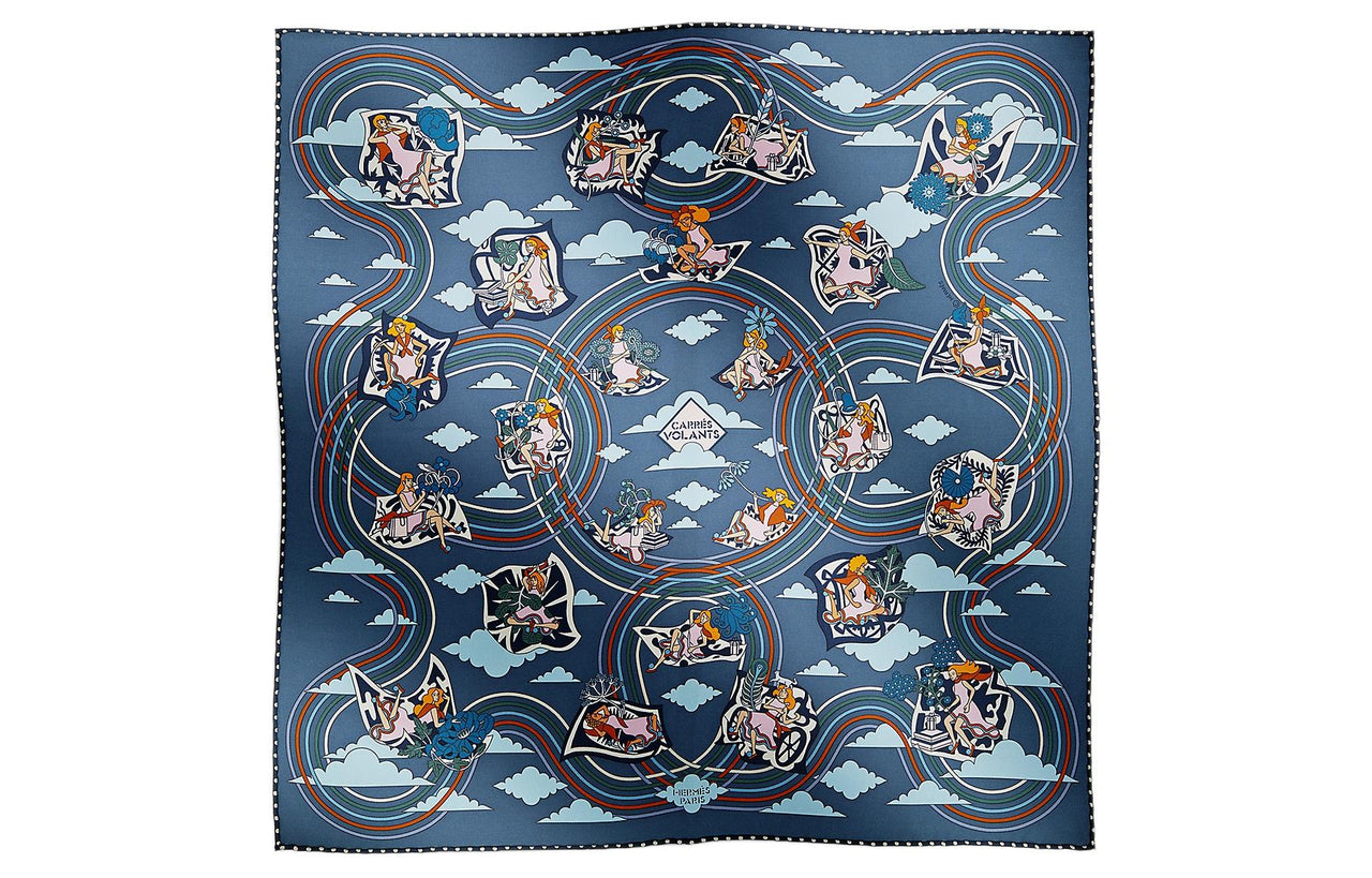 HERMES Silk Scarves Women's Blue