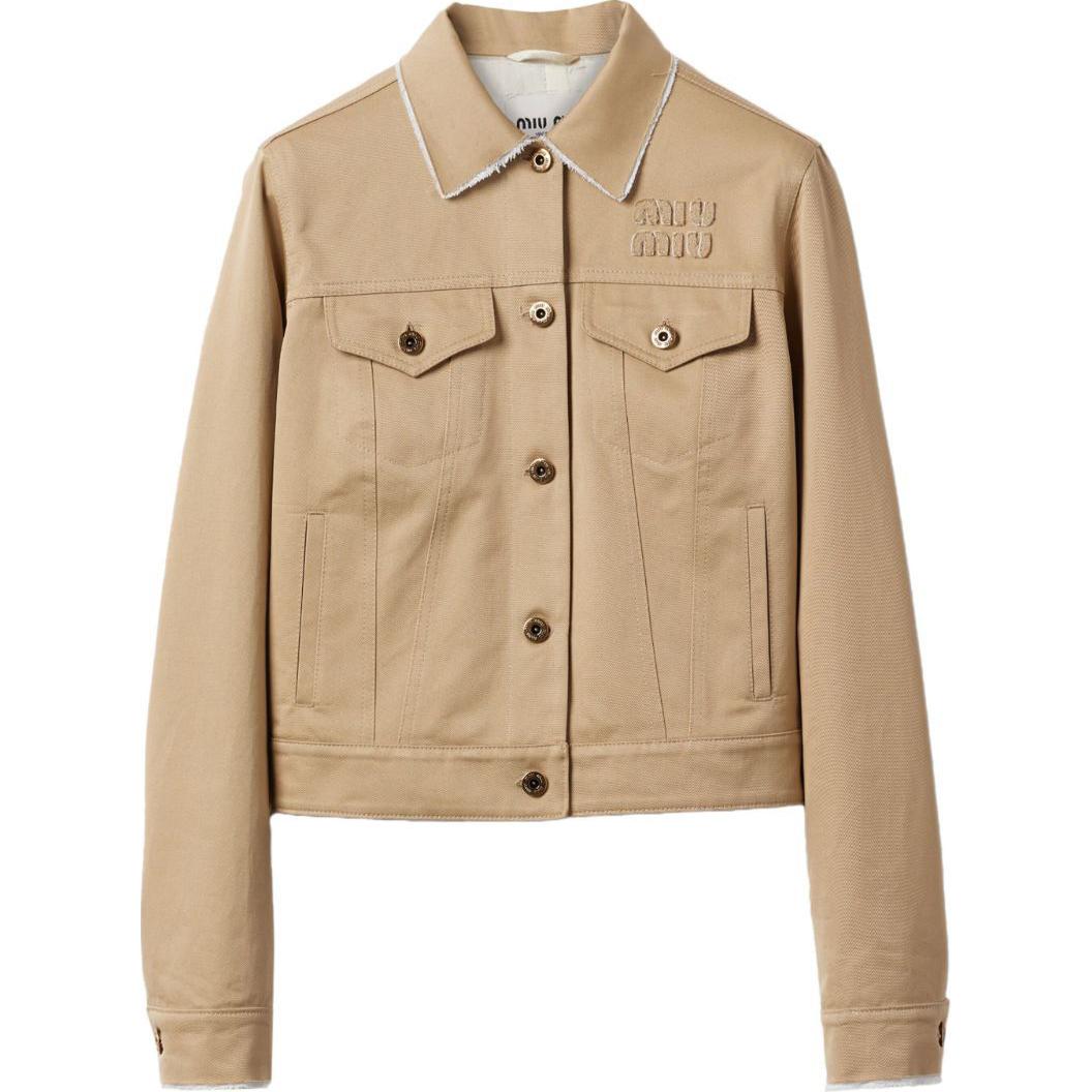 MIU MIU Logo embroidered Chino Cropped Jacket