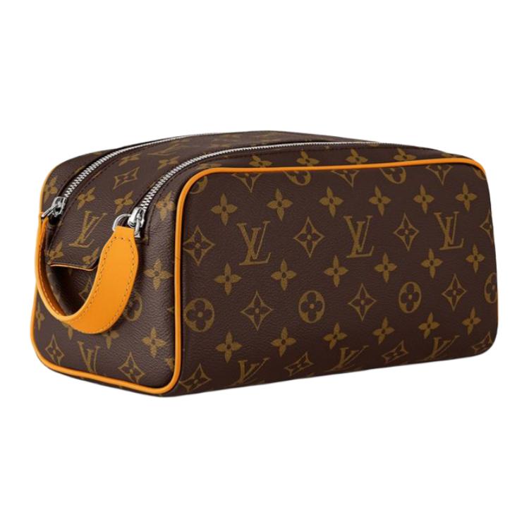 LOUIS VUITTON Dopp Kit Leather Toiletry Bag Regular Men's Yellow & Brown