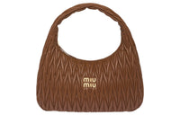 MIU MIU Nappa Leather Hobo Bag, Shoulder Bag, Crossbody Bag, Handbag Women's Red Brown