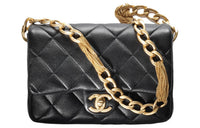 CHANEL Sheepskin Mouth Cover Bag Crossbody Bag Small Size Women's Black