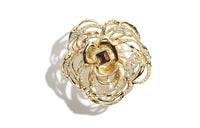 CHANEL Metal Artificial Pearl Crystal Rhinestone Rings Women's Gold