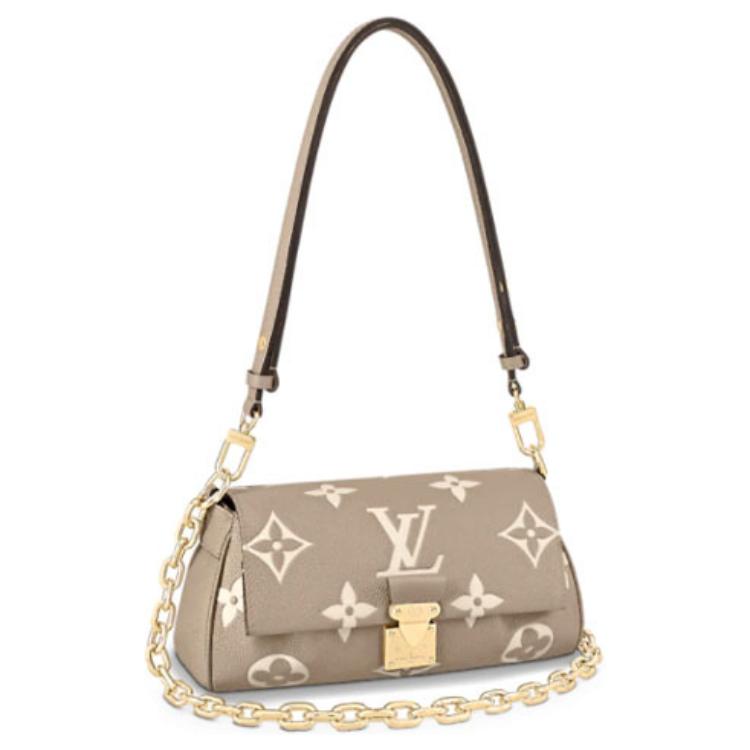 LOUIS VUITTON Favorite Cow Leather Shoulder Bag Chain Shoulder Bag Clutch Regular Women's Elephant Gray