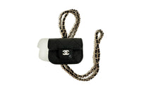 CHANEL Lambskin And Gold Metal Earphone Case Women's Black