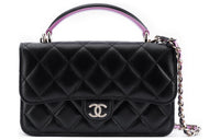 CHANEL 23P Spring And Summer WOC Sheepskin Shoulder Bag Crossbody Bag Handbag Mini Women's Black/Pink