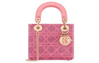 DIOR Lady Dior Cotton Beaded Embroidery Lady Dior Bag, Shoulder Bag, Crossbody Bag, Handbag Mini Women's Pink