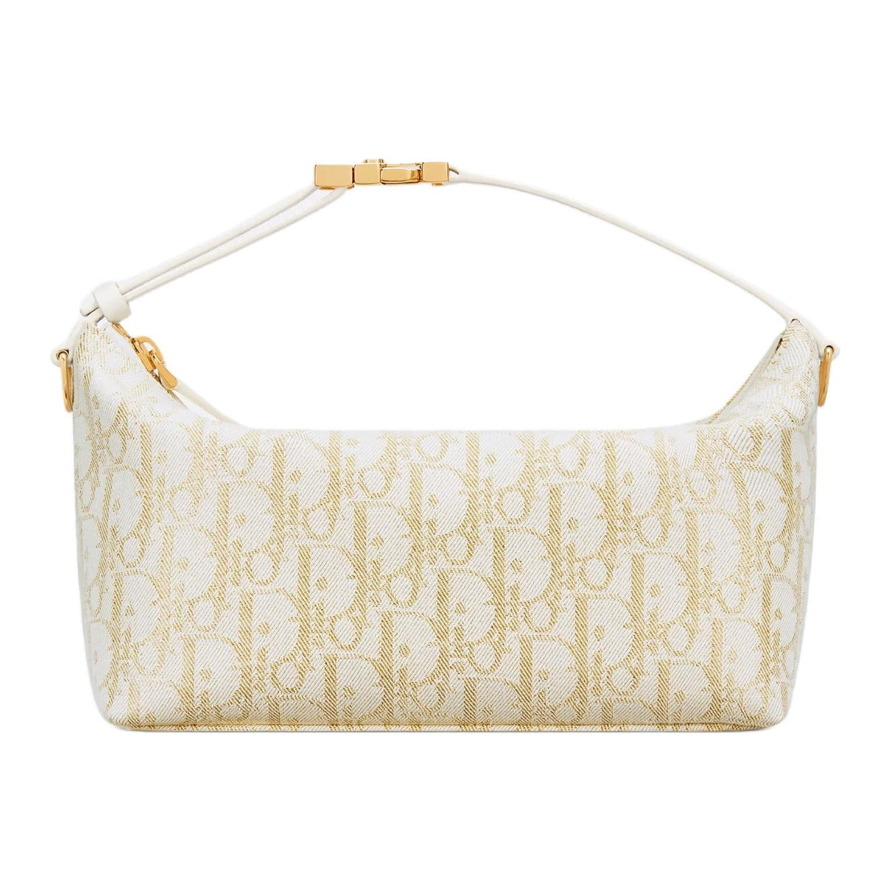 DIOR DiorTravel Cotton Portable Clutch Medium Size Women's Gold & White