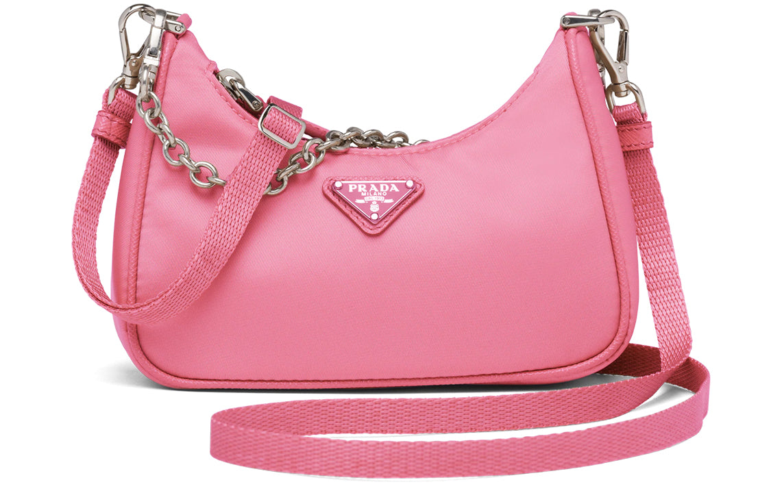 PRADA HoboRe-Edition Nylon One Shoulder Handbag Women's Autumn Begonia Pink