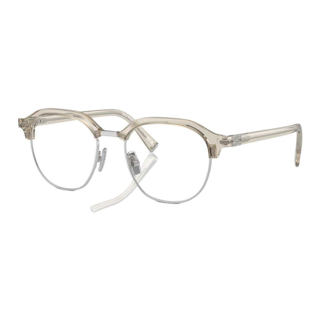 MIU MIU Metal Acetate Irregular Shape Eyeglass Frames Unisex Gray