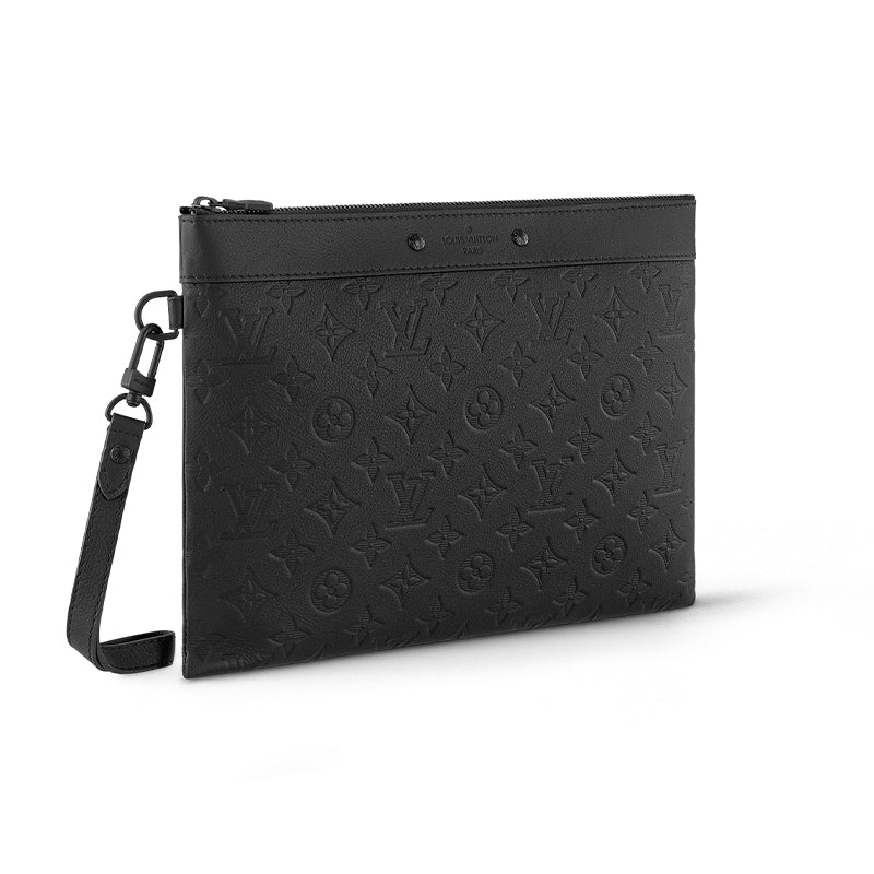 LOUIS VUITTON Leather Cow Leather Patchwork Trim Clutch Regular Men's Black